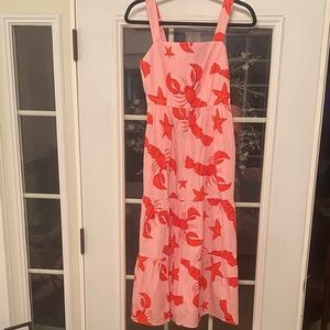 J Crew Pink Sundress w/ Red Lobster Print. Size 0. Excellent Condition Gorgeous!